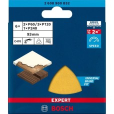 Bosch Expert C470 Schleifblatt-Set, 93mm, K60 / 120 / 240(6-teilig, für Deltaschleifer)