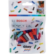 Bosch Gluey-Klebesticks, POP-Farb-Mix, Ø 7mm x 20mm, Kleber(mehrfarbig, 70 Stück, für Gluey Pen)