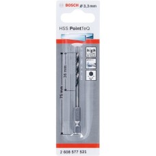 Bosch HSS-Spiralbohrer PointTeQ Hex, Ø 3,3mm(Arbeitslänge 36mm)