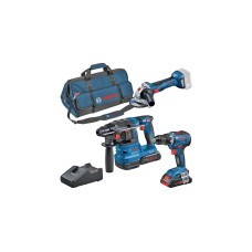 Bosch Kombi-Set 18V: GSR 18V-55 + GWS 18V-7 + GBH 18V-22, Werkzeug-Set(blau, 2x Akku ProCORE18V 4,0Ah, Werkzeugtasche)