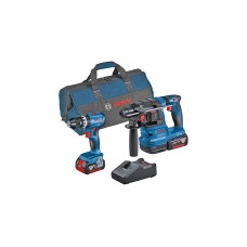 Bosch Kombi-Set Akku-Schlagbohrschrauber GSB 18V-45 + Akku-Bohrhammer GBH 18V-22(blau, 2x Li-Ionen Akku 4,0Ah, Werkzeugtasche)