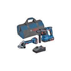 Bosch Kombi-Set Akku-Winkelschleifer GWS 18V-7 + Akku-Bohrhammer GBH 18V-22, Werkzeug-Set(blau, 2x Li-Ionen Akku 4,0Ah, Werkzeugtasche)