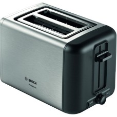 Bosch Kompakt-Toaster DesignLine TAT3P420DE(edelstahl/schwarz, 970 Watt, für 2 Scheiben Toast)