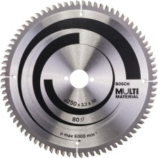 Bosch Kreissägeblatt Multi Material, Ø 250mm, 80Z(Bohrung 30mm, für Kapp- & Gehrungssägen)