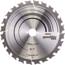 Bosch Kreissägeblatt Speedline Wood, Ø 250mm, 24Z(Bohrung 30mm, für Tischkreissägen)