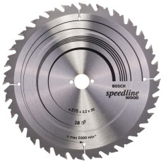 Bosch Kreissägeblatt Speedline Wood, Ø 315mm, 28Z(Bohrung 30mm, für Tischkreissägen)