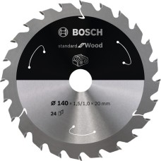 Bosch Kreissägeblatt Standard for Wood, Ø 140mm, 24Z(Bohrung 20mm, für Akku-Handkreissägen)