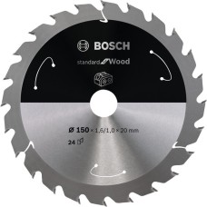 Bosch Kreissägeblatt Standard for Wood, Ø 150mm, 24Z(Bohrung 20mm, für Akku-Handkreissägen)