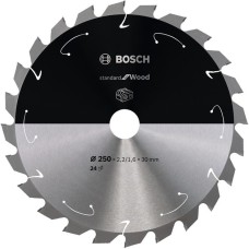 Bosch Kreissägeblatt Standard for Wood, Ø 250mm, 24Z(Bohrung 30mm, für Akku-Kappsägen)