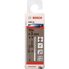 Bosch Metallbohrer HSS-G, Ø 3mm(10 Stück, Arbeitslänge 33mm)