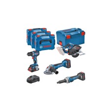 Bosch Profi Set Metall 18V: GSR 18V-90C + GWS 18V-15 PSC + GKM 18V-50 + GGS 18V-23 PLC, Werkzeug-Set(blau, 1x Akku ProCORE18V 4,0Ah, 2x Akku ProCORE18V 5,5Ah, L-BOXX)