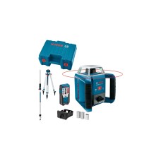 Bosch Rotationslaser GRL 400 H Professional, mit Baustativ(blau, Koffer, rote Laserlinie)