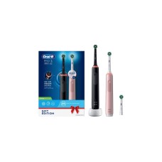 Braun Oral-B Pro 3 3900N Geschenk Edition, Elektrische Zahnbürste(schwarz/pink, inkl. 2. Handstück)