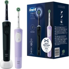 Braun Oral-B Vitality Pro D103 Duo, Elektrische Zahnbürste(schwarz/lila, Black/Lilac Violet, inkl. 2. Handstück)