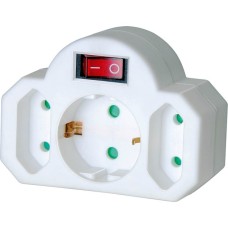 Brennenstuhl Adapterstecker Euro 2+Schutzkontakt 1 mit Schalter, Steckdosenadapter(weiß)