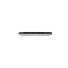 Brennenstuhl Alu-Line 19" Steckdosenleiste 12-fach(schwarz/silber, 1HE, 2 Meter, Kaltgerätebuchsen)