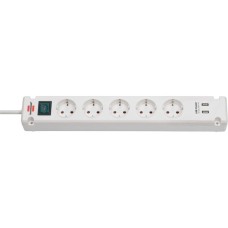 Brennenstuhl Bremounta Steckdosenleiste 5-fach(weiß, 3 Meter, 2x USB-A)