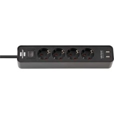 Brennenstuhl Ecolor Steckdosenleiste 4-fach(schwarz, 1,5 Meter, 2x USB)