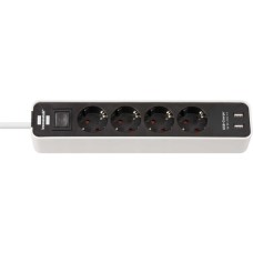 Brennenstuhl Ecolor Steckdosenleiste 4-fach(weiß/schwarz, 1,5 Meter, 2x USB)