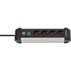 Brennenstuhl Premium-Alu-Line Steckdosenleiste 4-fach(schwarz/silber, 1,8 Meter, mit Sicherheitsschalter)