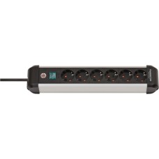 Brennenstuhl Premium-Alu-Line Steckdosenleiste 6-fach(schwarz/silber, 3 Meter, mit Sicherheitsschalter)