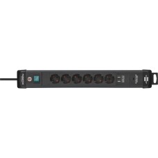 Brennenstuhl Premium-Line Steckdosenleiste 6-fach(schwarz, 3 Meter, 2x USB-A, 1x USB-C Power Delivery)