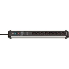 Brennenstuhl Premium-Protect-Line Steckdosenleiste 8-fach(schwarz/aluminium, 3 Meter, 60.000A Überspannungsschutz, Outlet)