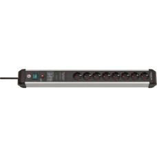 Brennenstuhl Premium-Protect-Line Steckdosenleiste 8-fach(schwarz/aluminium, 3 Meter, 60.000A Überspannungsschutz)