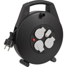 Brennenstuhl Vario-Line Mini-Kabeltrommel 3-fach, mit USB(schwarz, 10 Meter)
