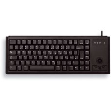 CHERRY Slim Line G84-4400, Tastatur(schwarz, DE-Layout, Cherry Mechanisch, integr. Trackball)