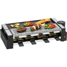 Clatronic Raclette Grill mit heißem Stein RG 3678(schwarz/silber)