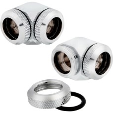 Corsair Hydro X Series XF Hardline-90°-Armatur, AD 14 mm, Doppelpack, Verbindung(chrom, 2 Stück)