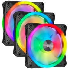 Corsair iCUE QL120 RGB 3er 120x120x25, Gehäuselüfter(schwarz, 3er Pack, inkl Lighting Node CORE)