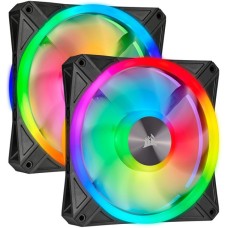 Corsair iCUE QL140 RGB 2er 140x140x25, Gehäuselüfter(schwarz, 2er Pack, inkl Lighting Node CORE)