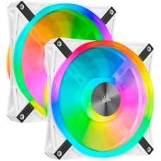 Corsair iCUE QL140 RGB 2er 140x140x25, Gehäuselüfter(weiß, 2er Pack, inkl Lighting Node CORE)