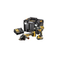 DEWALT Akku-Schlagbohrschrauber + Winkelschleifer Set DCK2080P2T, 18Volt, Werkzeug-Set(gelb/schwarz, Kombopack, 2x Li-Ionen Akku 5,0Ah, in TSTAK Box)