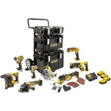 DEWALT Akkuschrauber-Set DCK853P4, 18Volt, Werkzeug-Set(gelb/schwarz, 8 Akku-Geräte im Kombo-Pack, 4x Li-Ionen Akku, mit Trolley)