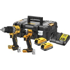 DEWALT POWERSTACK Akku-Kombo-Pack DCK2050E2T, 18Volt, mit Schlagschrauber, Bohrschrauber(gelb/schwarz, 2x POWERSTACK Li-Ion-Akku 1,7 Ah, in T STAK Box II)