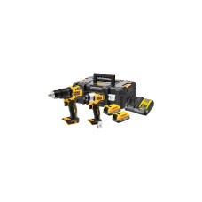 DEWALT POWERSTACK Akku-Kombo-Pack DCK2062E2T, 18Volt, mit Schlagschrauber, Schlagbohrschrauber(gelb/schwarz, 2x POWERSTACK Li-Ion-Akku 1,7 Ah, in T STAK Box II)