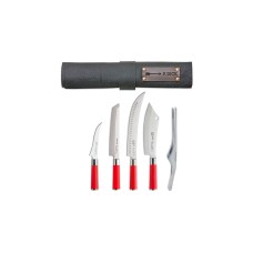 DICK Leder-Rolltasche "Red Spirit", 5-teilig, Besteck(schwarz/rot)