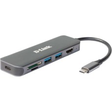 D-Link DUB-2327, Dockingstation(silber, HDMI, USB-A, USB-C PD, SD- und microSD-Karten)