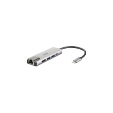 D-Link DUB-M520 USB-C Hub mit Ethernet und Powerdelivery, USB-Hub(silber)