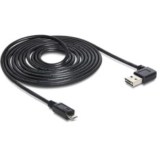 Micro-USB Stecker(schwarz, 3 Meter, rechts / links abgewinkelt)