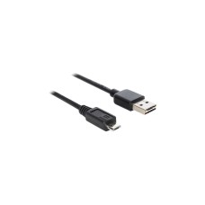 Micro-USB Stecker(schwarz, 1 Meter, USB-A Stecker beidseitig verwendbar)