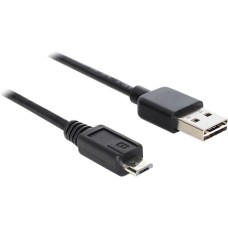 Micro-USB Stecker(schwarz, 2 Meter, USB-A Stecker beidseitig verwendbar)
