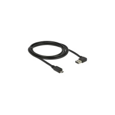 Micro-USB Stecker 90°(schwarz, 2 Meter, rechts / links abgewinkelt, beidseitig verwendbar)