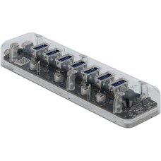 DeLOCK Externer USB 3.0 Hub mit 7 Ports, USB-Hub(transparent)