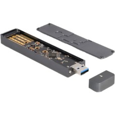 DeLOCK Externes Gehäuse M.2 NVMe PCle SSD, SATA SSD, Laufwerksgehäuse(grau, mit USB Typ A-Stecker)