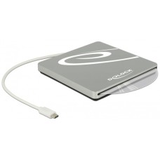 DeLOCK Externes Gehäuse für 5.25″ Slot-in Slim SATA Laufwerke 9,5 / 12,7 mm zu USB Type-C Stecker, Laufwerksgehäuse(silber)