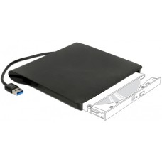 DeLOCK Externes Gehäuse für 5.25″ Ultra Slim SATA Laufwerke 9,5 mm zu USB Typ-A Stecker, Laufwerksgehäuse(schwarz)
